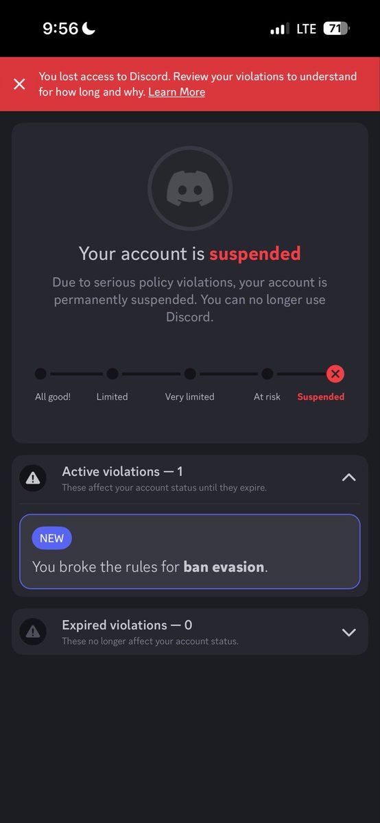 mo7x12's tweet photo. @discord_support @discord 

yall serious banned me?? clearly my main acc got disabled for unknown reasons, tired reaching out but no enough feedbacks. switched to my alt acc and got permanently suspended??? https://t.co/jdy8aLLJMH