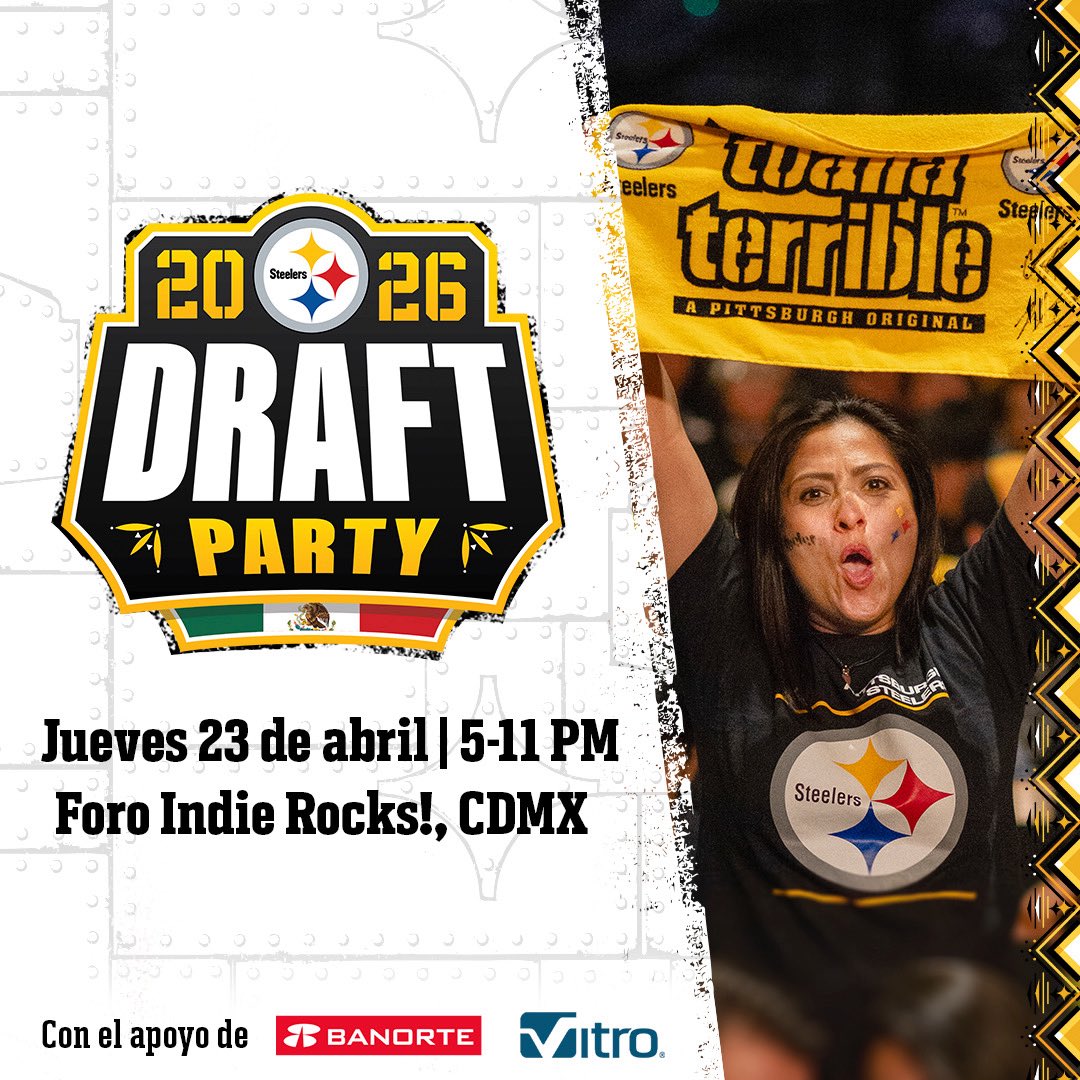 Desde Pittsburgh hasta CDMX… la emoción del NFL Draft 2026 llega a ti‼️ Fiesta, música, comida y nuestro pick de primera ronda te esperan 🥳🇲🇽

Compra tus boletos YA aquí 🎟️: bit.ly/4uUdyzW