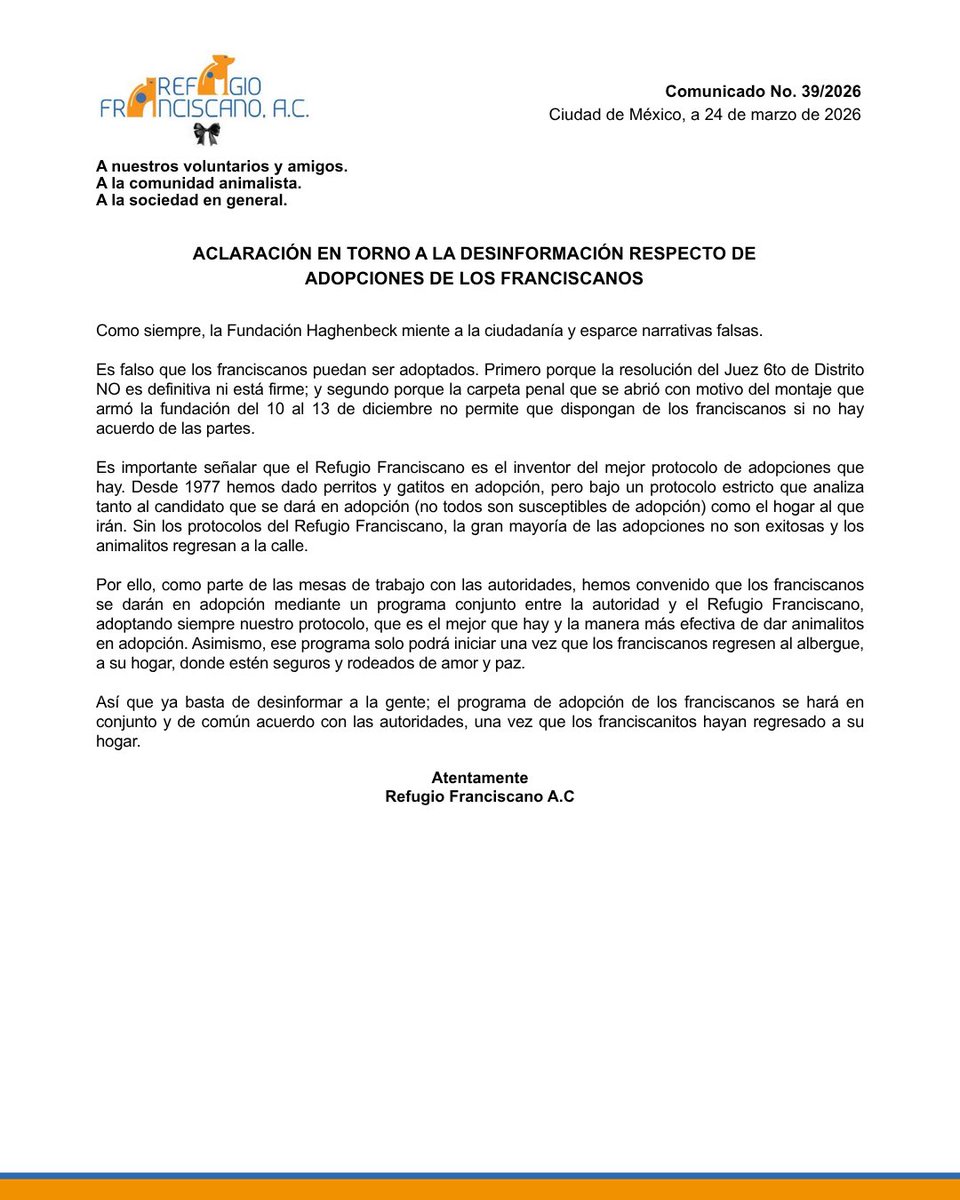 REFUGIO FRANCISCANO AC tweet media