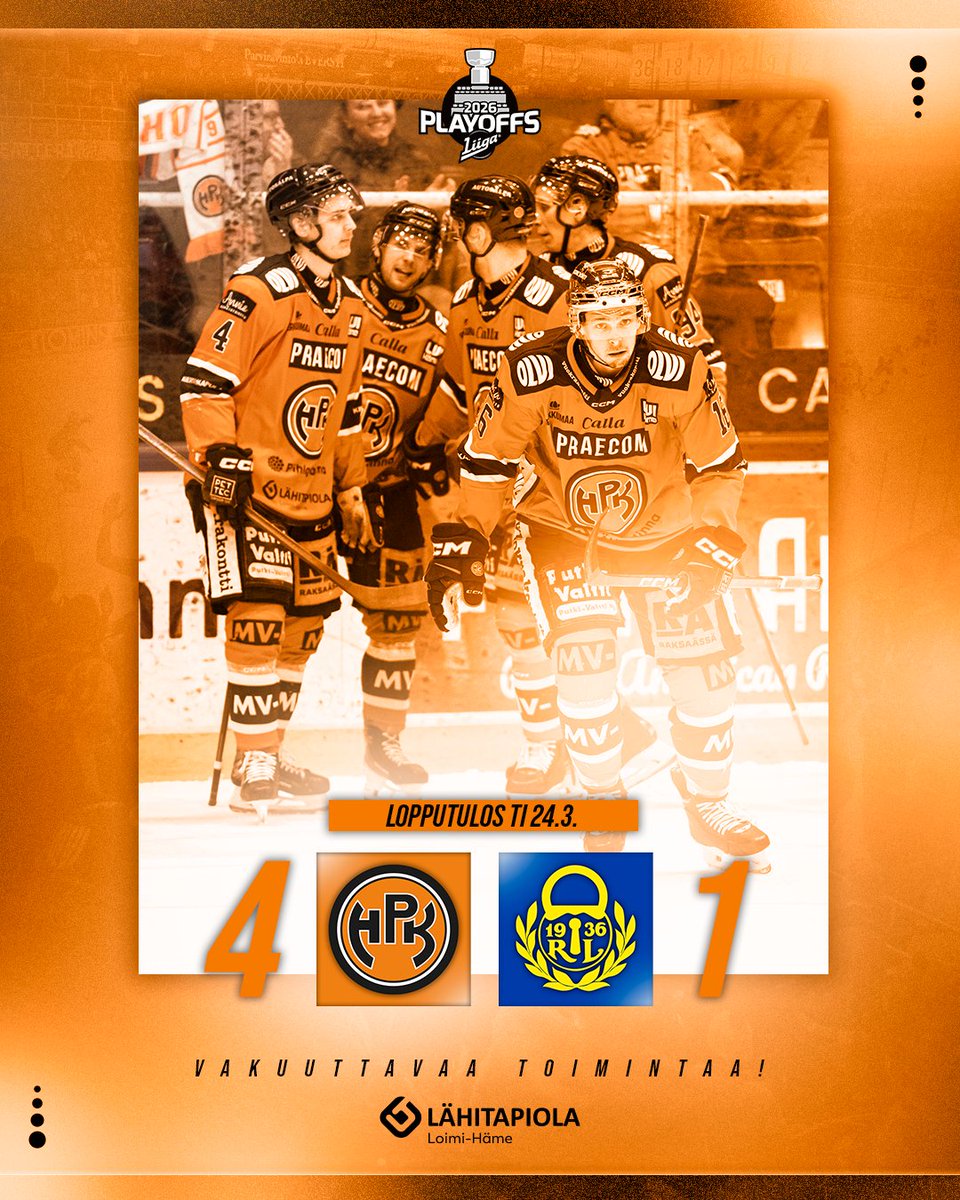 Pallokerho's tweet photo. HPK VOITTAA JA ETENEE PUOLIVÄLIERIIN! 🔥🔥🔥

#HPK #Liiga https://t.co/PCi61cM4ZA
