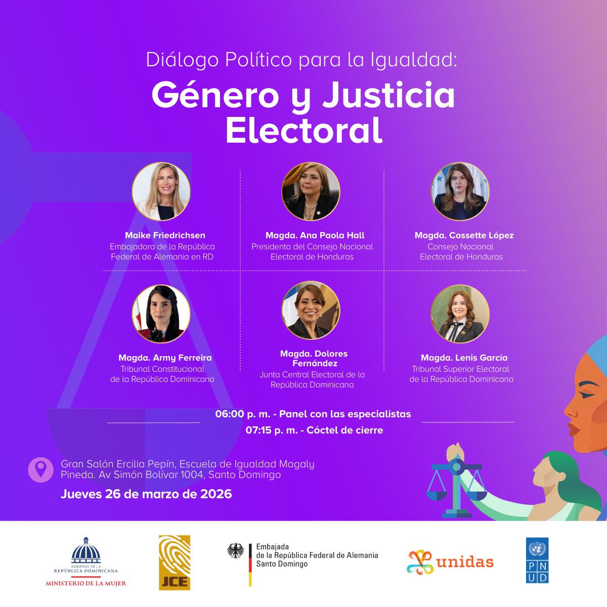 En el marco del Mes de la Mujer, les invitamos al Diálogo Político para la Igualdad: Género y Justicia Electoral.

Un espacio de conversación entre mujeres líderes del ámbito político y judicial sobre igualdad, democracia y acceso a la justicia.

📍 Escuela de Igualdad Magaly