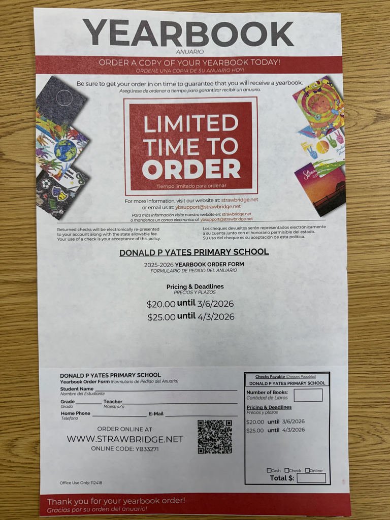 YatesPrimary's tweet photo. Be sure to order your yearbook by April 3. https://t.co/bK8OjSMpJh