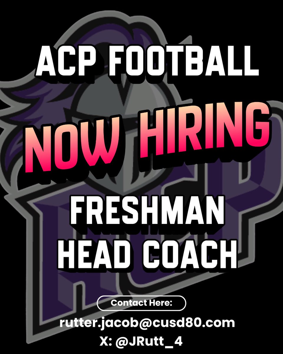 ACPFootball17's tweet image. Potential for on campus jobs. Looking for someone with experience who’s ready to develop, build relationships and grow in preparation for 6A. Please email or DM for inquiries. @JRutt_4