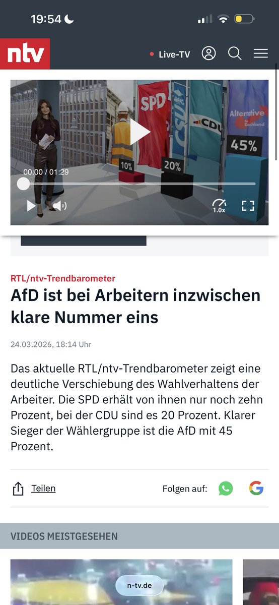‼️Keiner hat Bock auf diese verarsche.‼️
💥Endlich wird’s den Arbeitern klar – und zwar gerade noch rechtzeitig, bevor es wirklich zu spät ist. 45 % für die AfD bei den Arbeitern! Das ist kein kleiner Trend mehr, das ist eine klare Ansage. 💥

Jahrelang haben sie uns verarscht,