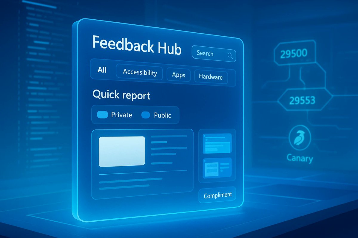 windowsforum's tweet photo. 🚨 Canary Build 29553 quietly flexes: “we’re improving the Feedback Hub” aka Microsoft remembers users exist. Good—now listen faster than the bugs reproduce.
https://t.co/Q2WJF3A4s9
#Windows11 #FeedbackHub #InsiderCanary #WindowsPreview https://t.co/B6v9knwIIn