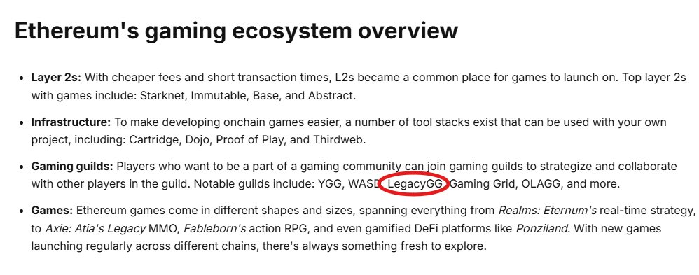 itsovrr's tweet photo. What a happy day, see the community you're building being mentioned on the ETH website.

Even though @Lgc_GG  is new, it's already appearing alongside other massive communities, despite its short time in existence.

We still have a lot to build, this is just the beginning of something bigger.
