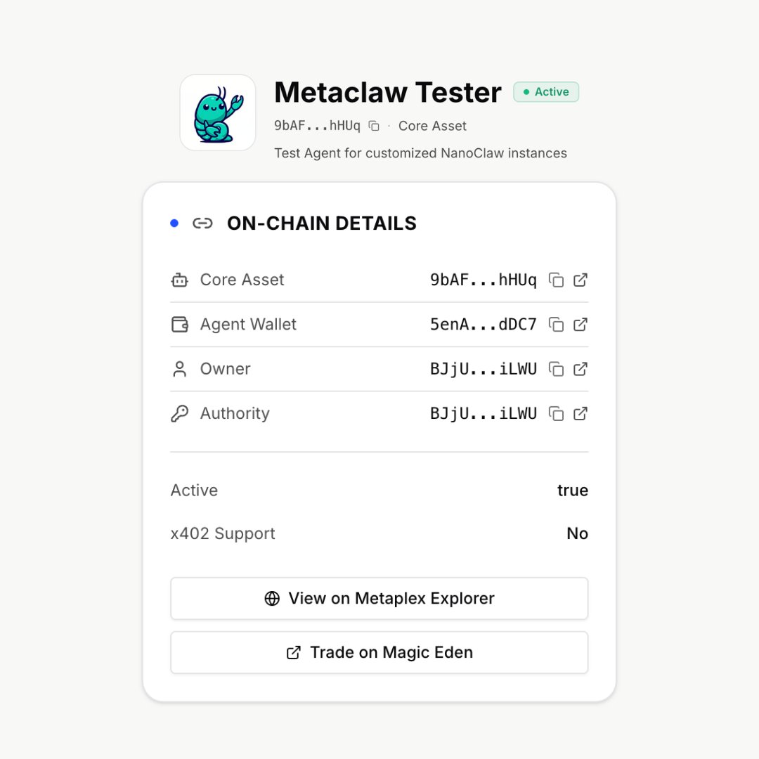 metaplex's tweet photo. You can now trade any agent on the 014 Agent Registry easily on @MagicEden with one click of a button. https://t.co/7HaMYSHANH