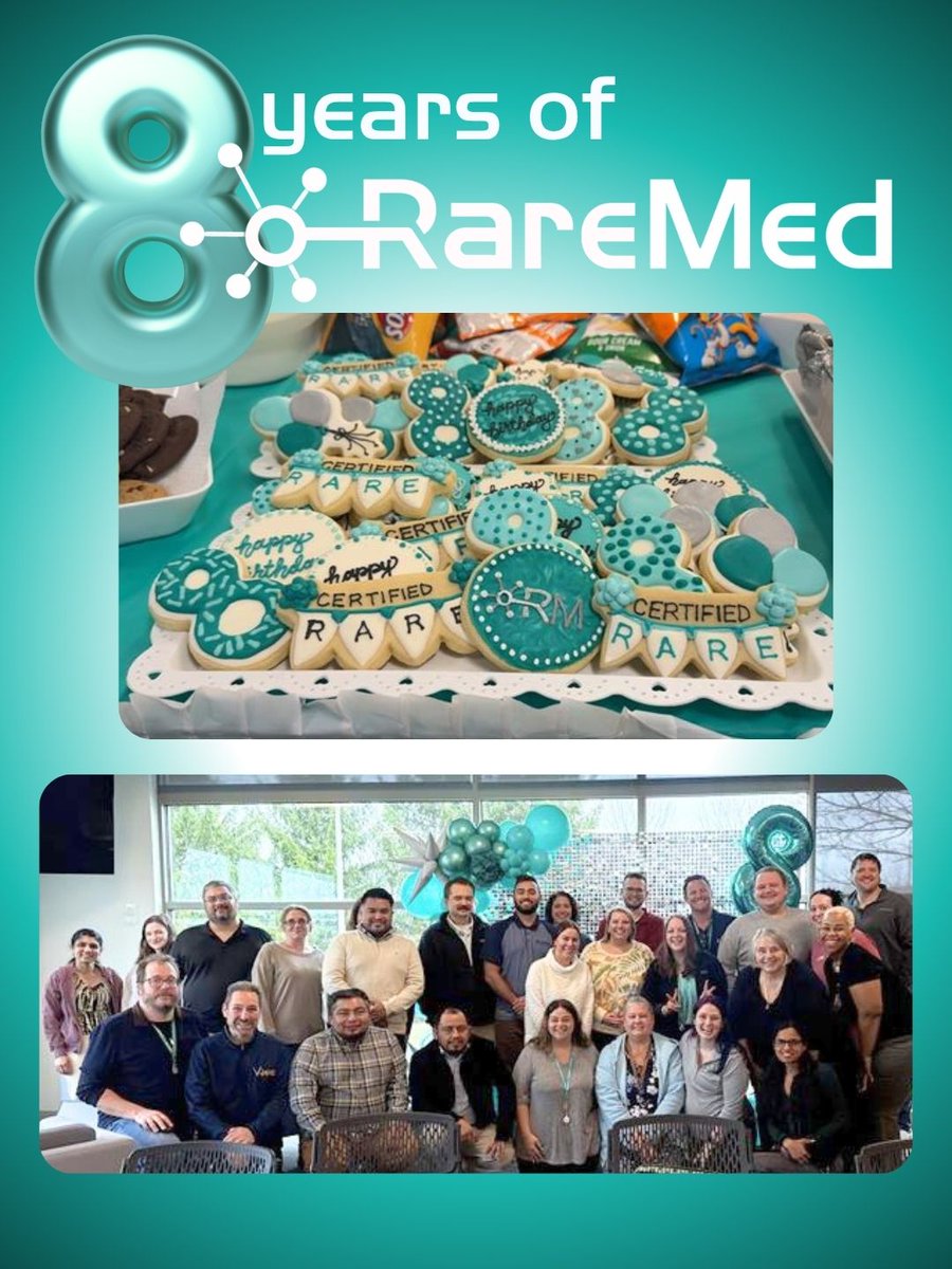 Rare_Med's tweet photo. 🎂 Cheers to 8 years of RareMed! 🎂 Our team gathered this week to celebrate the 8th Birthday of RareMed with a potluck at our headquarters. Thank you to everyone to participated, we enjoyed seeing all of you on site, and tasting your delicious dishes!

#Birthday #RareMedCares https://t.co/Hjv5BnBTvM