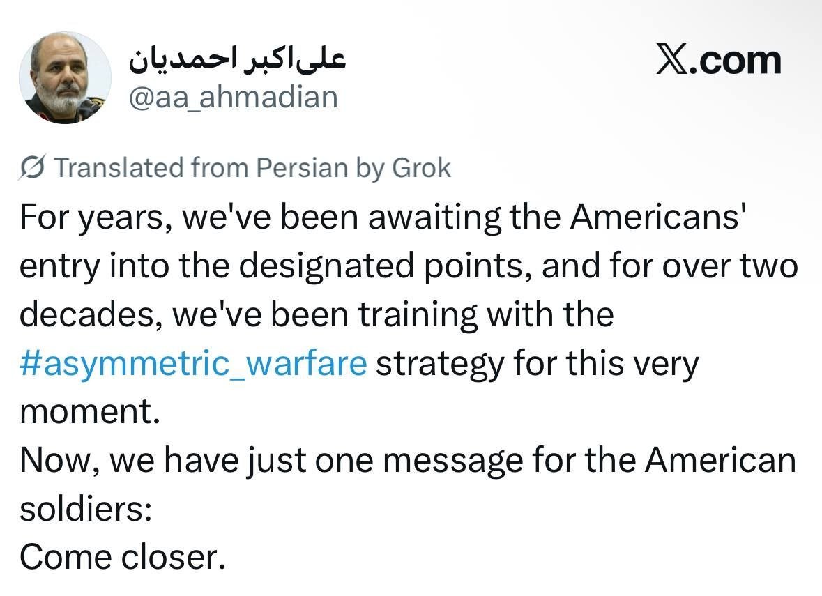andrearaffa's tweet photo. Per anni abbiamo atteso l'ingresso degli americani nei punti designati e per oltre due decenni ci siamo addestrati con la strategia di guerra asimmetrica proprio per questo momento. Ora abbiamo un solo messaggio per i soldati americani: avvicinatevi. https://t.co/WP366CDktY