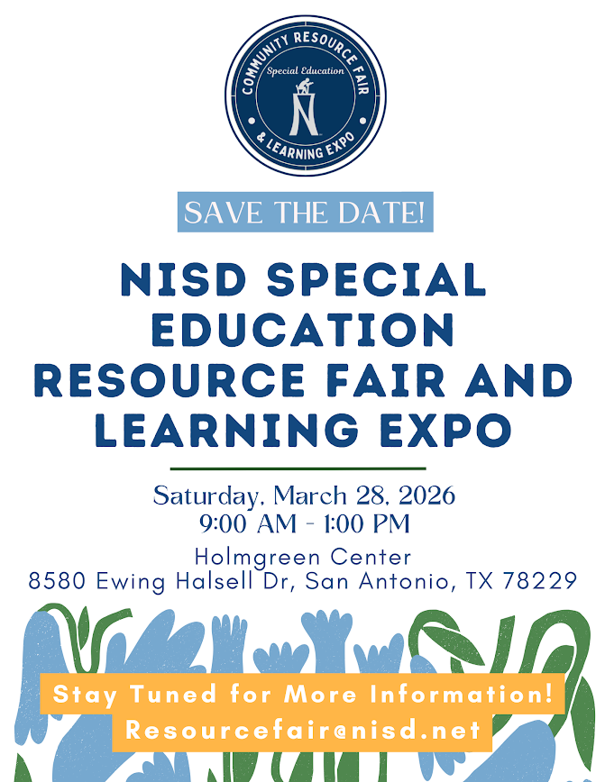 NISDSpecialEd's tweet photo. 🚨4 more days‼️

Come join us at the NISD Special Education Resource Fair &amp; Learning Expo

🗓️ Saturday, March 28, 2026
🕘 9:00 AM - 1:00 PM
🏫 Holmgreen Center
📍8580 Ewing Halsell Dr, San Antonio, TX 78229 https://t.co/FYZ9GK9bIK