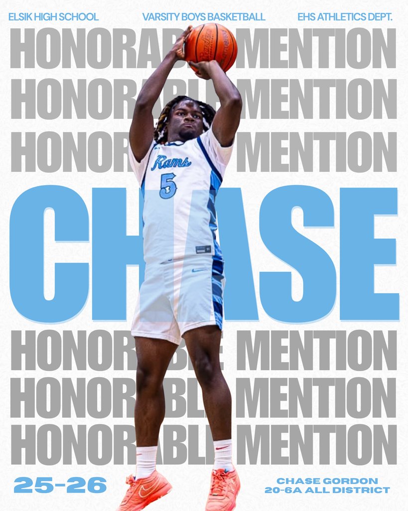 ElsikHighSchool's tweet photo. Big time honors for Elsik Basketball! π 20-6A All-District: 2nd Team β Gabriel & Honorable Mention Chase! Proud of our Rams! #MightyRams https://t.co/YRcpvT30bZ