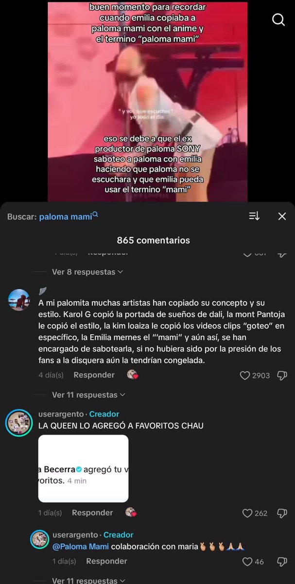 Maria Becerra saves a video on TikTok where Emilia Mernes is accused of copying Paloma Mami.