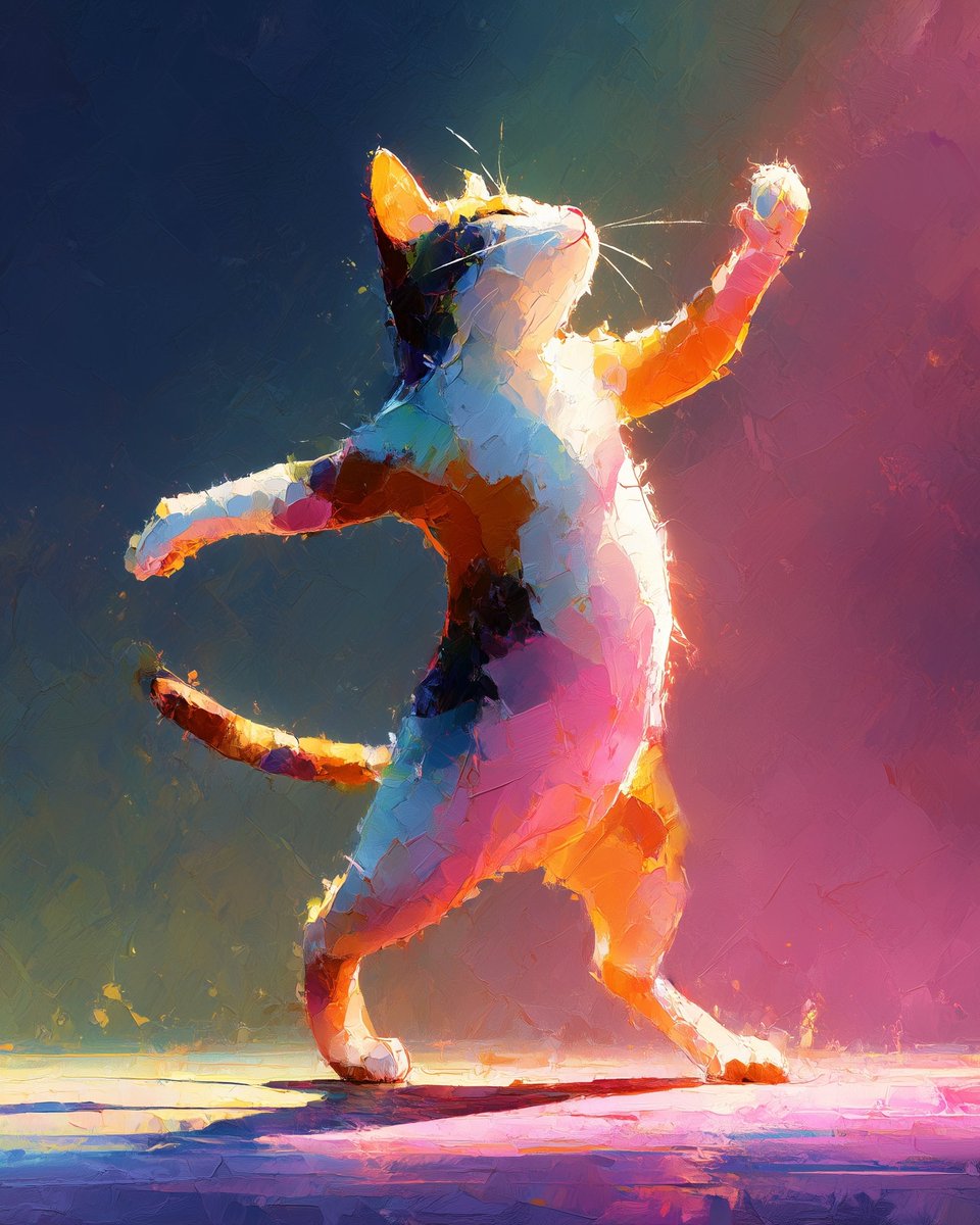 Runtelart's tweet photo. Thank you so much for the tag @HaffordVincent
#AIArt #DigitalArt #AIArtCommunity #CatArt #ColorfulArt #PlayfulArt #PainterlyStyle #VibrantColors https://t.co/MxC0qDXpae