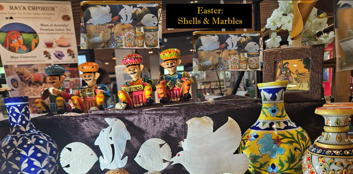 MayaIndianArts1's tweet photo. It's #Easter Time &amp; We were @ #Beecroft last weekend with our Easter, #Shells &amp; #Marbles themed #exhibition! And, of course #Tea,  #pure &amp; #premium #mayaofaustralia #IndianTea- a #beverage that brings warmth &amp; comfort. We thank all who stopped by for a quick chat. #MayaEmporium https://t.co/ugqOubCa79