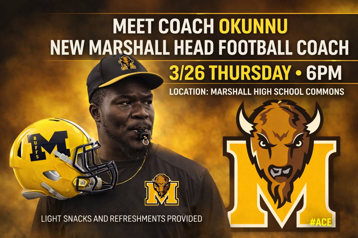MarshallBuffs's tweet photo. Meet our new Head Football Coach  @Coach_Okunnu ‼️ https://t.co/F2AdrU9a1M