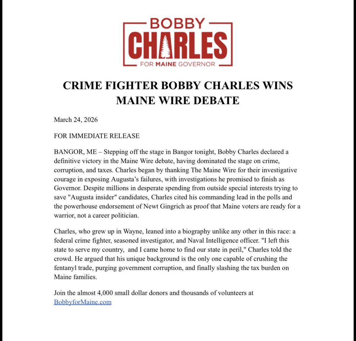Bobby Charles for Maine Governor tweet media