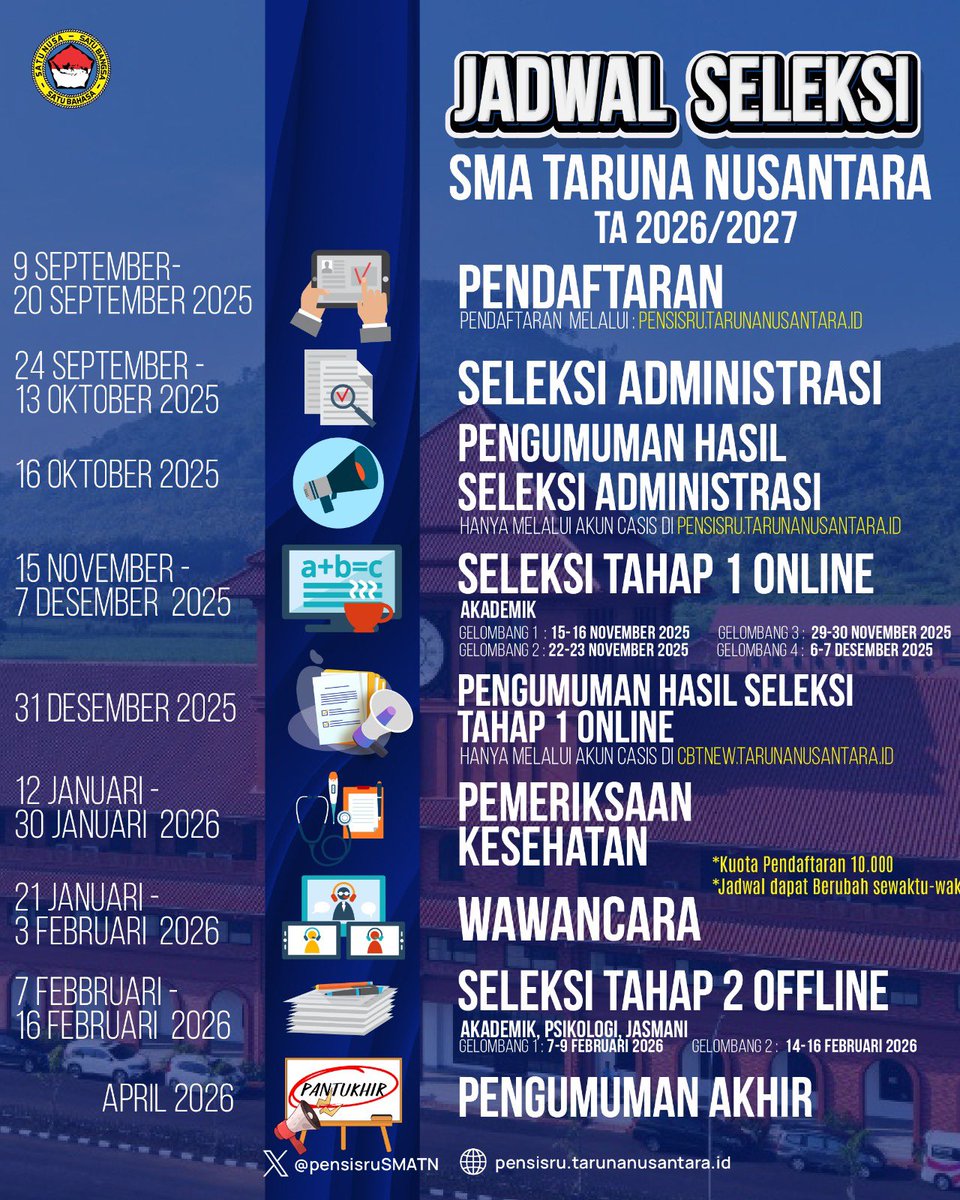 Pendaftaran SMA Taruna Nusantara tweet media