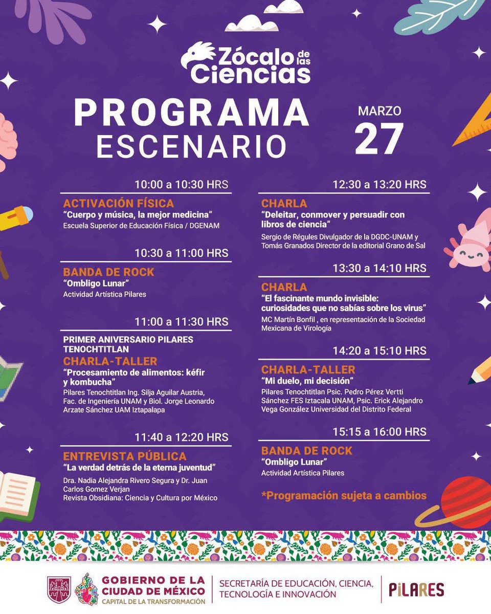 INGER_mx's tweet photo. Te invitamos a formar parte del Zócalo de las Ciencias este 27 de marzo, donde la Dra. Nadia Alejandra Rivero Segura y el Dr. Juan Carlos Gómez Verjan, colaboradores de nuestro Instituto, participarán en la entrevista pública “La verdad detrás de la eterna juventud”. https://t.co/vpJ9WygFKX