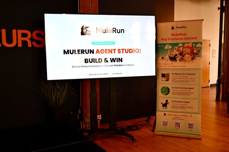 mulerun_ai's tweet photo. It's go time. ⚡

The AGI Builders × MuleRun workshop starts NOW. Doors are open. MuleRun is ready. Are you? https://t.co/W3gsXgKgQM