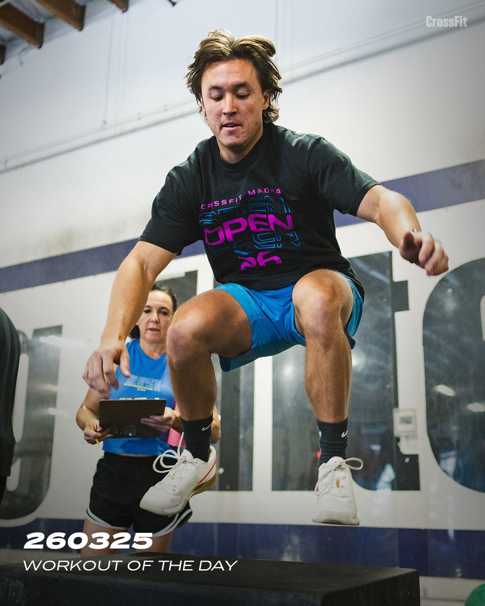 CrossFit's tweet image. Workout of the Day
Tuesday 260325

5 rounds for time of:
2 rope climbs to 15 feet
15 GHD sit-ups
20 box jumps*

*Step down from the box.

♀ 20-inch box
♂ 24-inch box

Post time to comments. 

📍Open Workout 26.1 at CrossFit Magna in Phoenix, Arizona

#CrossFit #WorkoutoftheDay