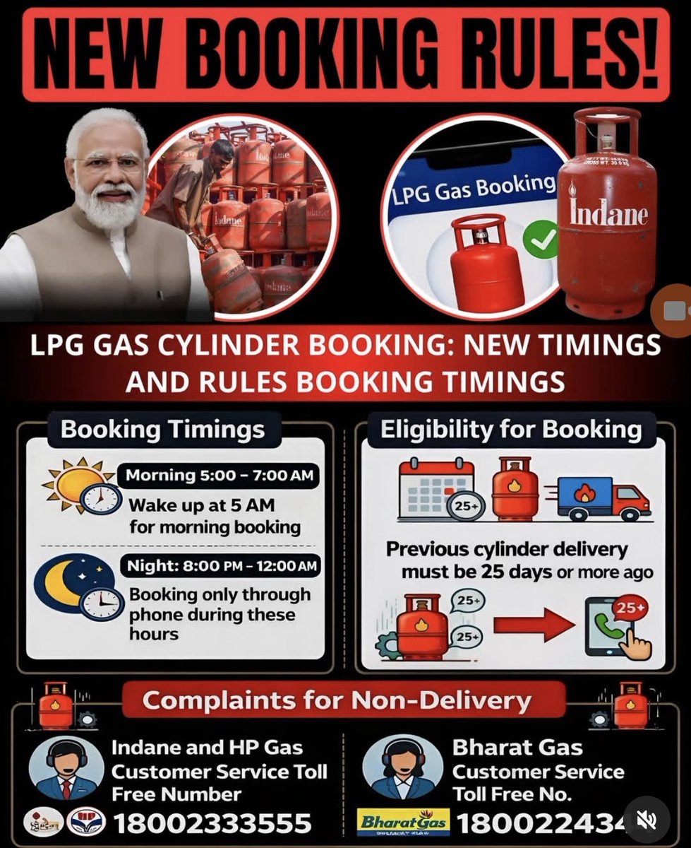 thala_speaks's tweet photo. Ongoing #LPGCrisis , New Booking Rules for LPG Cylinders Booking! 

Save this for future usage ! https://t.co/Z4rEFxu1CN