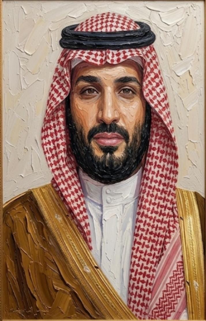 يا سنام المجد مدري يا سنام........الهيبه

يا حفيد موحد الدوله  و ابن........سلماني

طيب راسك يا محمد شعبك........يماريبه

وصار اسمك عند شعبك قاهر.....العدواني 
#محمد_بن_سلمان‌