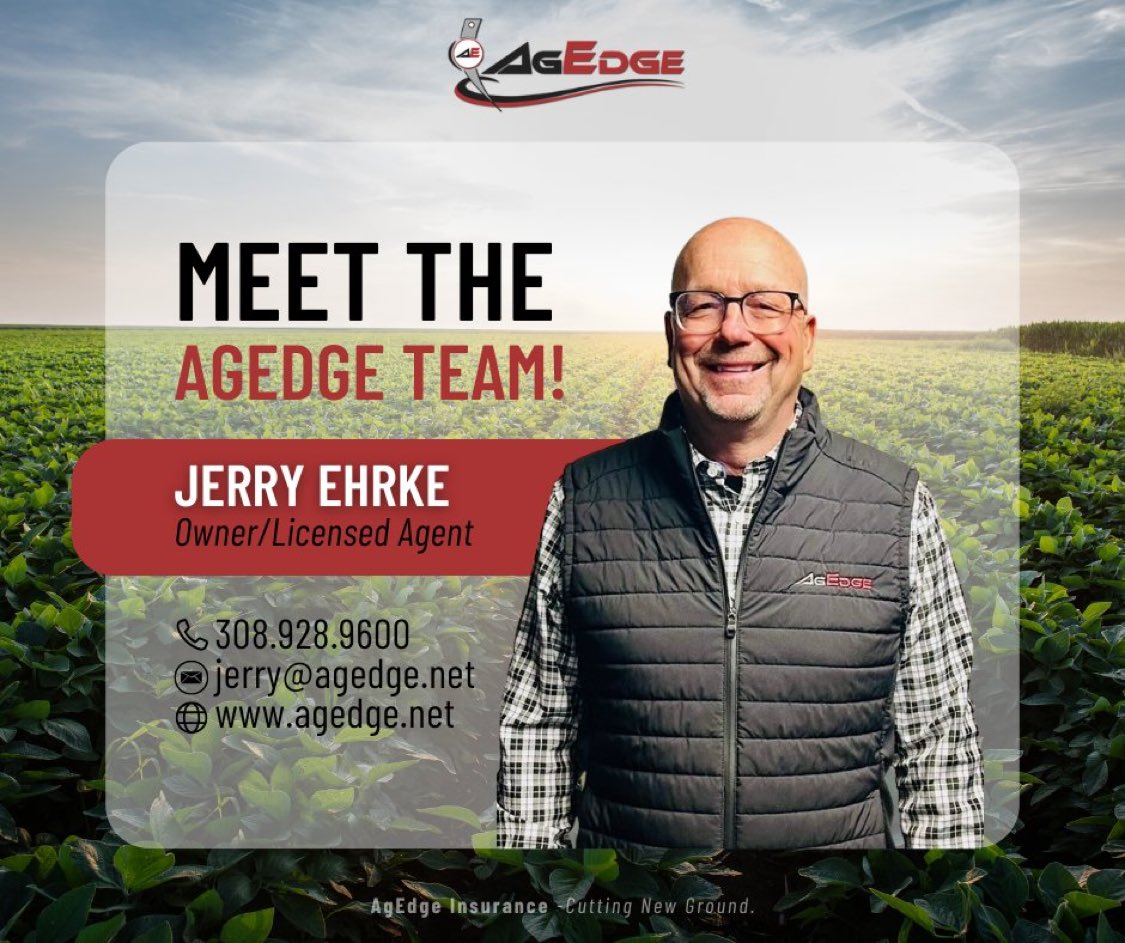 drewbilleter's tweet photo. Meet the AgEdge team! Jerry is co-owner &amp; a licensed agent at our Alma office. He has a combined 35+ yrs of experience in farming and crop insurance. Family man, Husker fan &amp; community-focused. 🌽🏈 Learn more about him here 👉 https://t.co/Niao2GUfEA… 
#cropinsurance #agedge https://t.co/kLBT5trh31