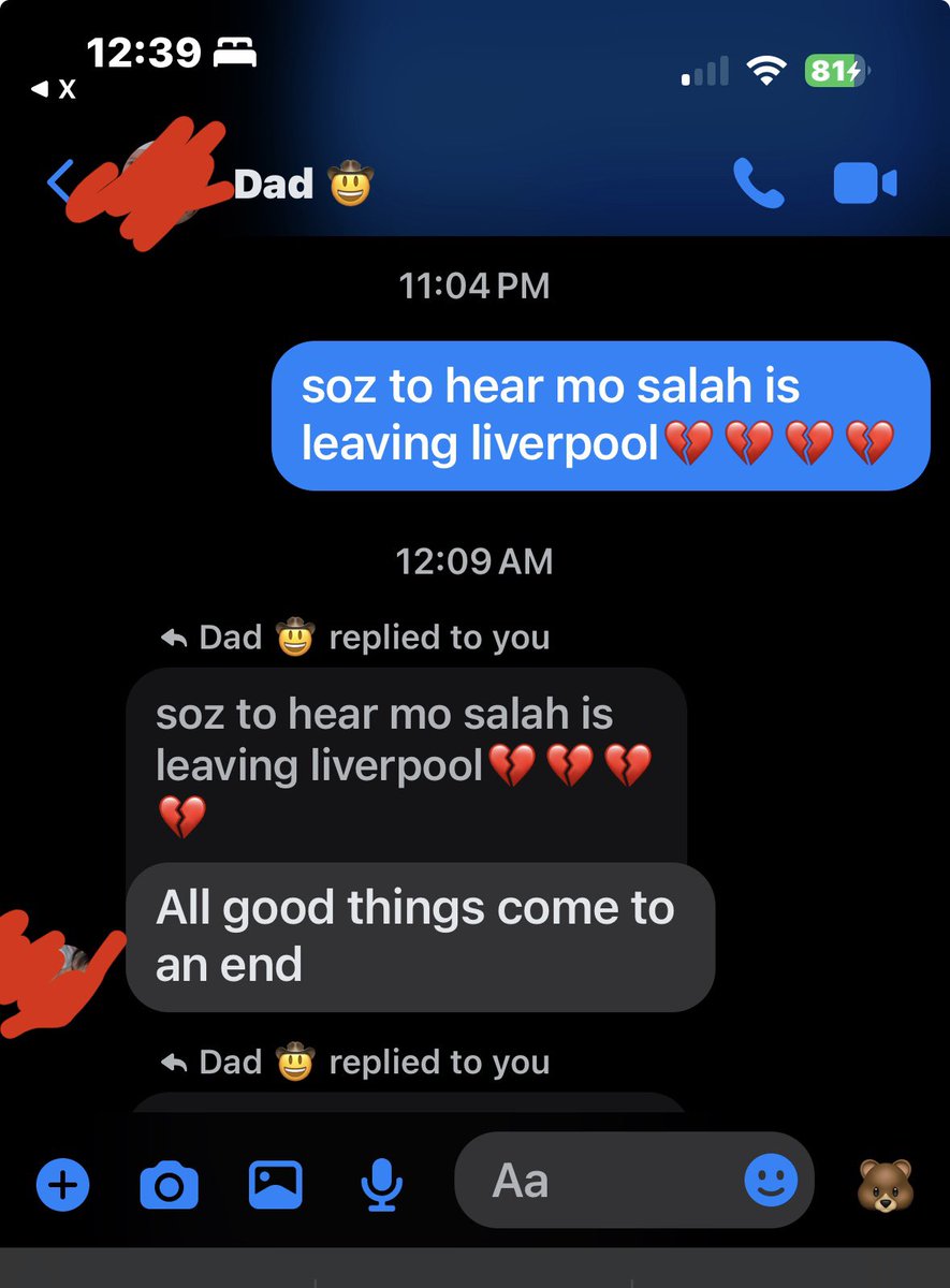 monkeydautism's tweet photo. fucking hell inspirational message from my dad about mo salah leaving https://t.co/c045d1Wqcb