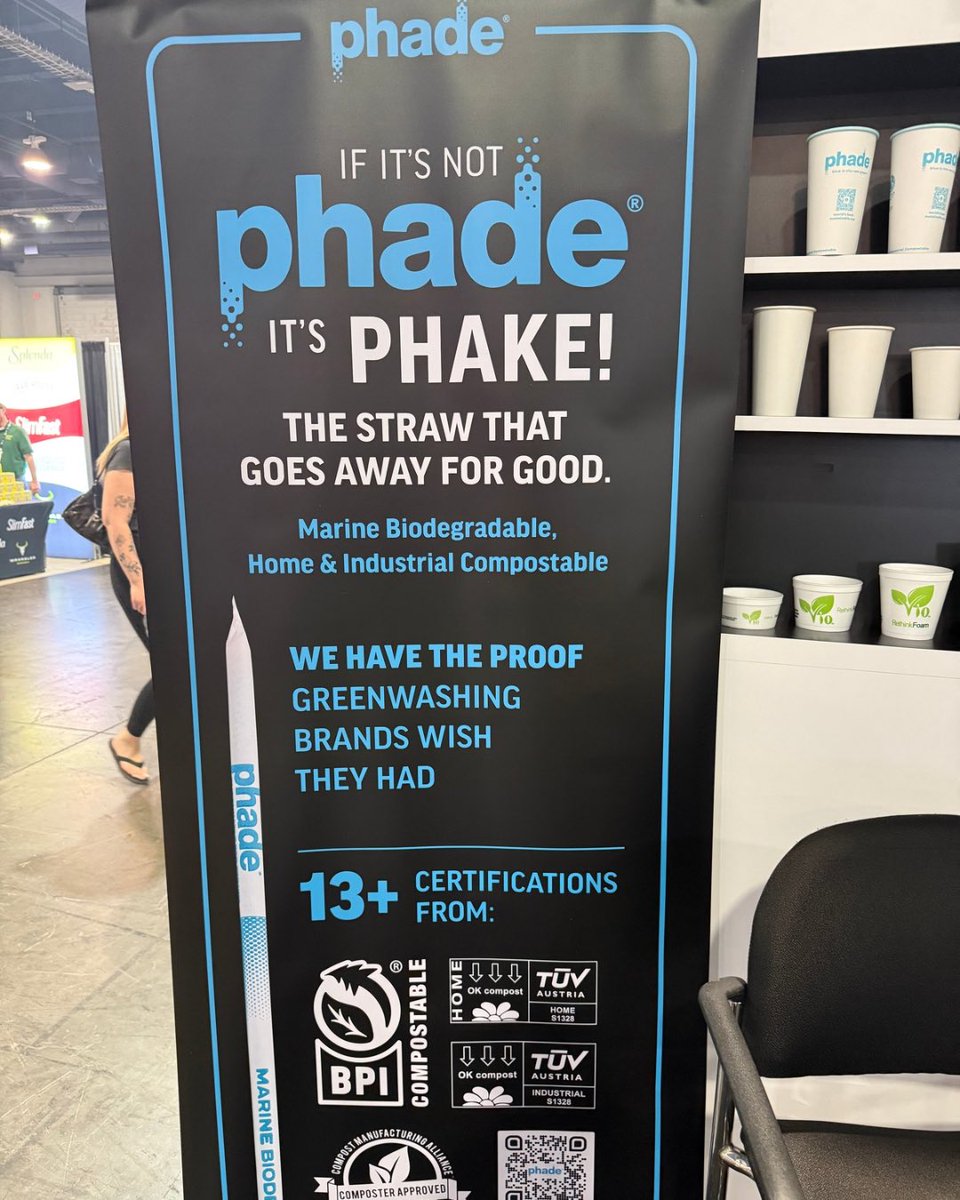 phadeStraws's tweet image. If you’re in Las Vegas for the Bar and Restaurant Expo, let us show you the full line of phade products. Our straws, hot cups, and cutlery are certified marine biodegradable, and home and industrial compostable. 

#phade #marinebiodegradable #compostable