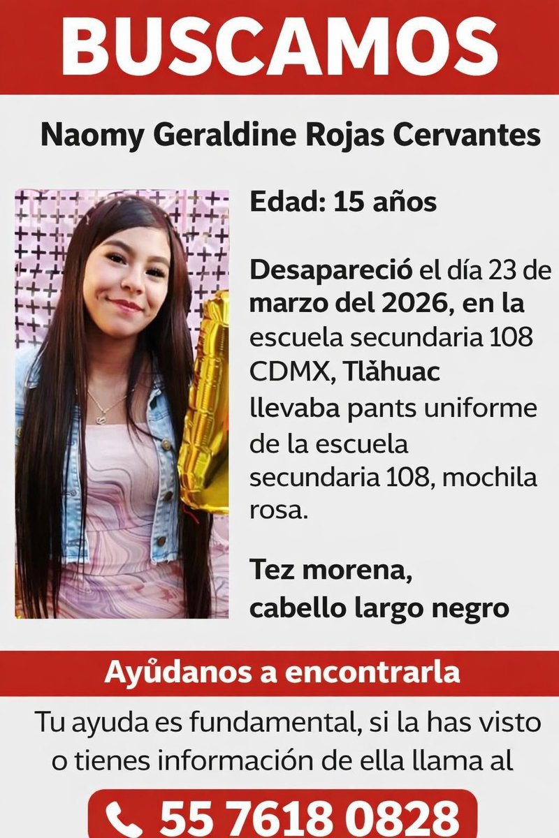🚨 Última hora | CDMX
Buscan a menor en Tláhuac
📌 Entregada a joven que fingió ser familiar
📌 No ha sido localizada
📱 Celular activo
#ÚltimaHora #Tláhuac #CDMX #Desaparecida #México #Noticias