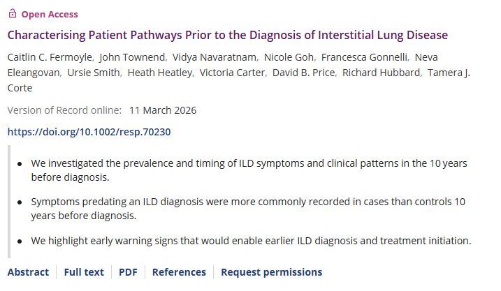 Characterising Patient Pathways Prior to the Diagnosis of Interstitial Lung Disease 
onlinelibrary.wiley.com/doi/10.1002/re…