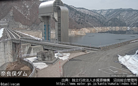 damlivecam's tweet photo. 奈良俣ダム 再生事業工事
貯水位：862.43m
全流入量：4.24m³/s
全放流量：0m³/s
取得日時: 2026/03/25 10:00
URL: https://t.co/NF52IWnSWm
出典: 独立行政法人水資源機構　沼田総合管理所
#ダム #Dam #ダムライブ  #奈良俣ダム https://t.co/FLEXmQlrYJ