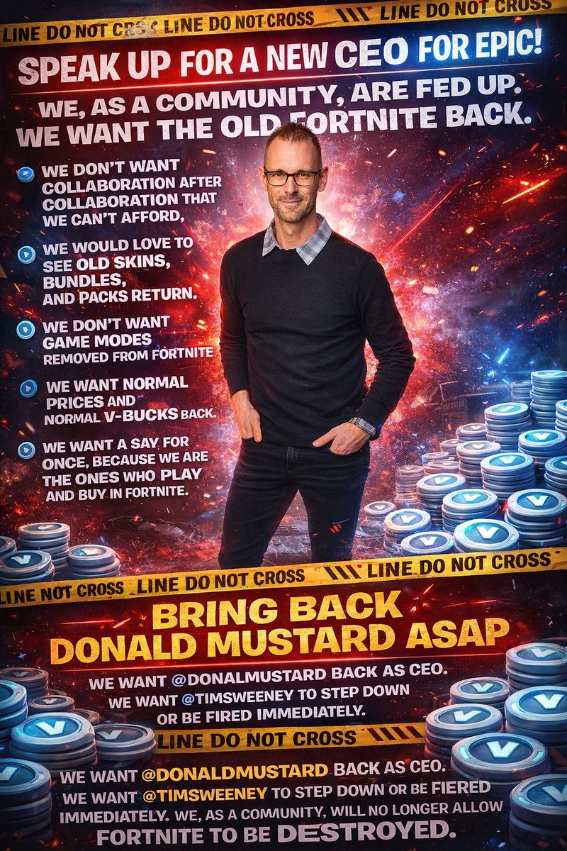 What i read today i really left in shock 1000 employees without a job damn epic whats going on there why are you don't begin on the top to switch the CEO to a better man who really knows the game fortnite his name is known the great <a href="/DonaldMustard/">Donald Mustard</a>

Bring back Donald Mustard ASAP
