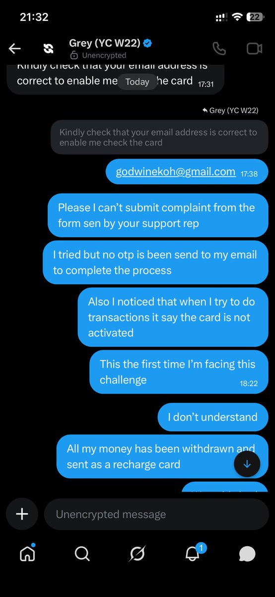 BigCedar3's tweet photo. @greyfinance see my chat with you an tell me how I was wrong falling for the hacker. You guys can do better https://t.co/OoTBt5CTGe