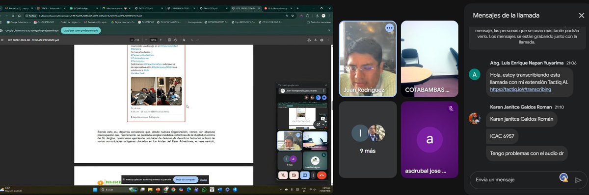 Perú seguimos con preocupación la audiencia de solicitud de prisión preventiva contra el defensor de los derechos humanos abogado Alexander Anglas, miembro de nuestra ONGs la fiscalía formula esta petición bajo presunto interés Minera Las Bamba.
<a href="/PeruEnGinebra/">Misión del Perú en Ginebra</a> <a href="/MaryLawlorhrds/">Mary Lawlor UN Special Rapporteur HRDs</a>