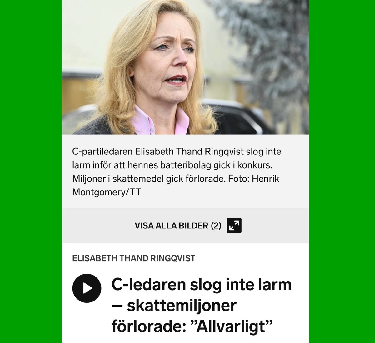 RichardHerrey's tweet photo. Centerpartiets partiledare slog inte larm om att bolaget var på väg i konkurs. Detta trots att man är lagligt skyldig att göra det. https://t.co/84tjMnk79k https://t.co/OGTjhAUpmK