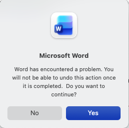 effing_brian's tweet photo. It's awesome to now routinely get this message too! What did I do? I selected a page full of horizontal dividers &amp; hit "delete." #verystable #amazebells https://t.co/7AbjUyAO8Z