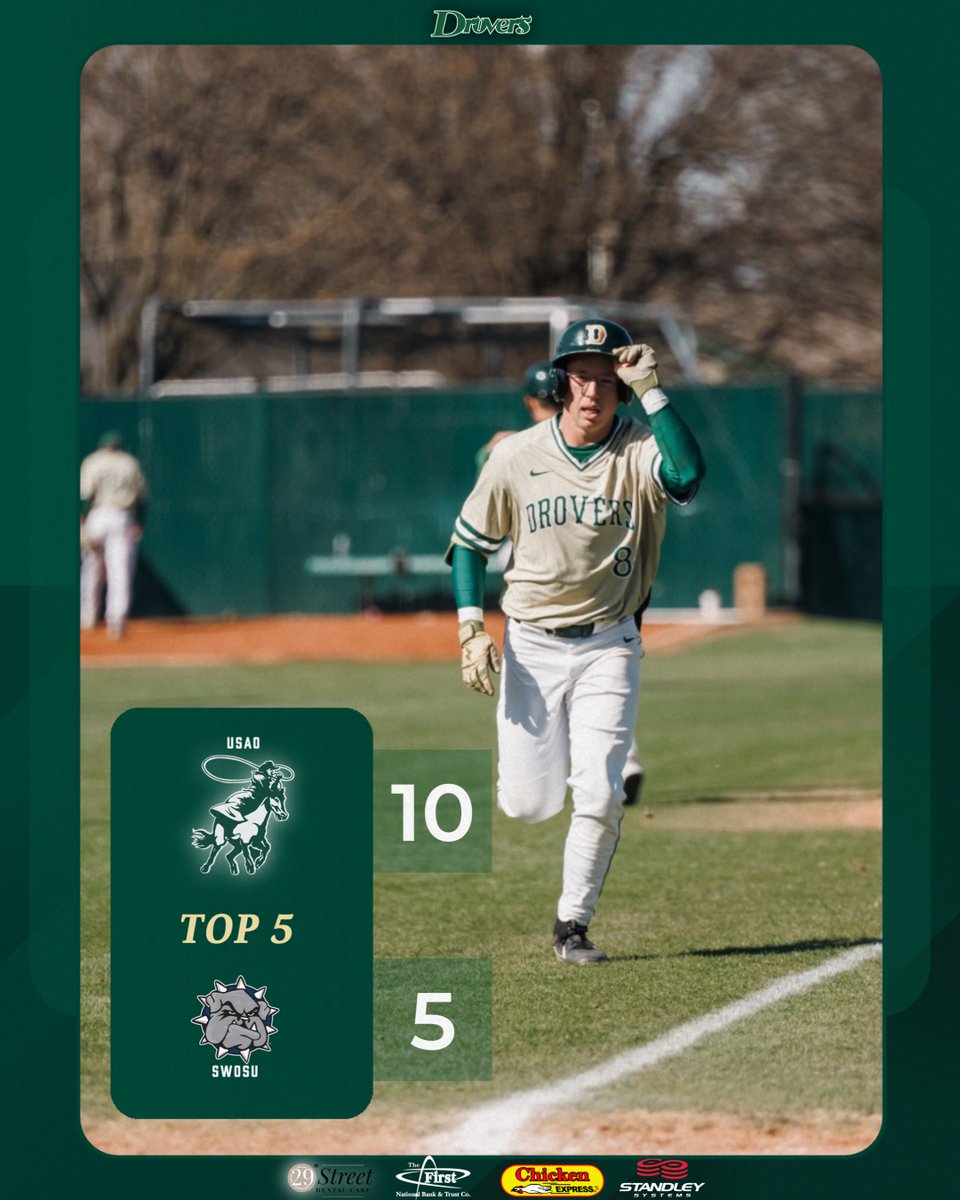 🔼5⃣: After four innings, USAO holds a 10-5 lead at SWOSU!

📊/📺: usaoathletics.com/composite

#DroverNation🏇 x #BleedGreen