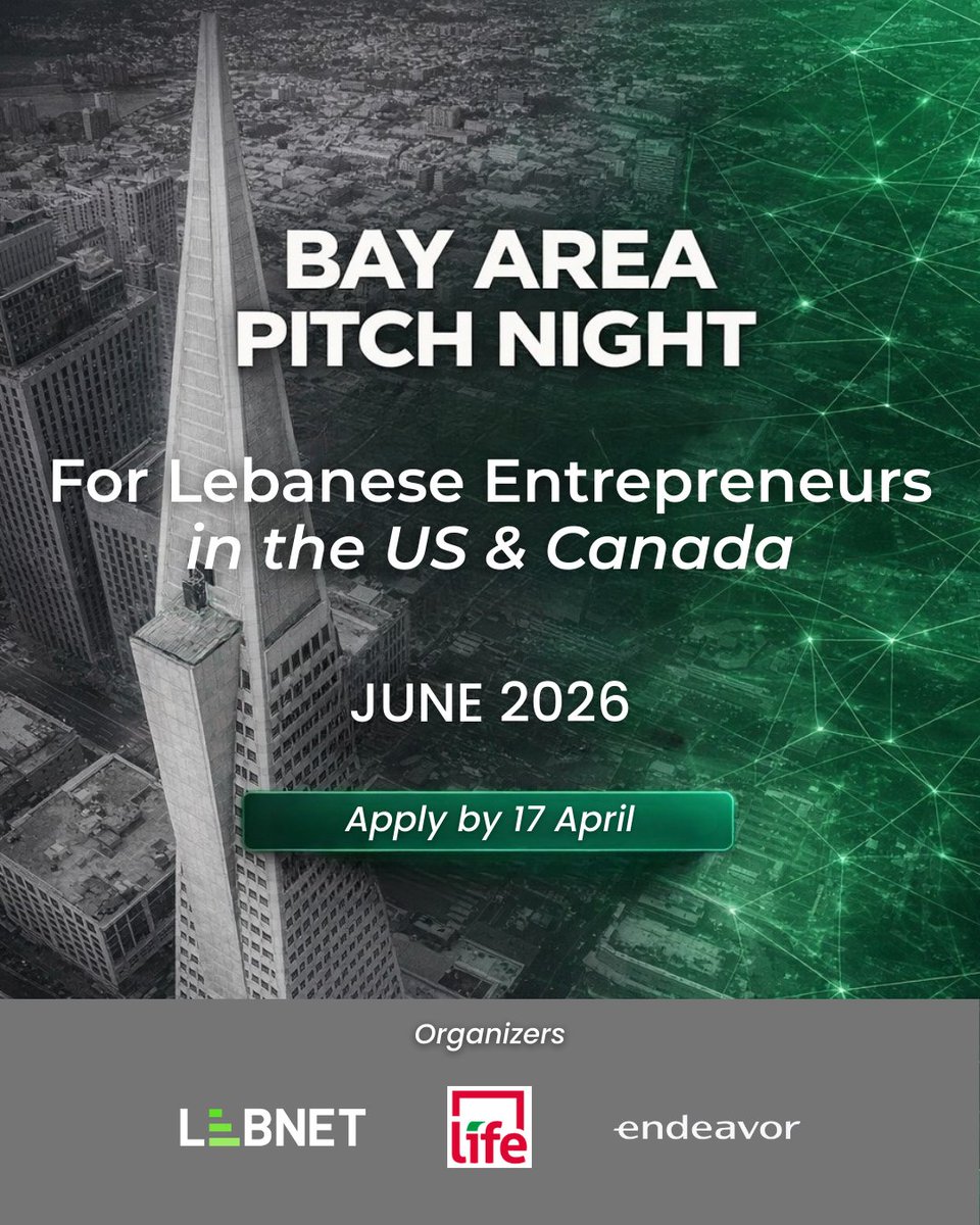 LebNetOrg's tweet image. Calling Lebanese tech founders in the U.S. &amp;amp; Canada

This event will connect Lebanese founders with investors, advisors &amp;amp; leaders from the LebNet, LIFE, and Endeavor Lebanon communities. Up to 10 startups will be selected to pitch.

Apply: lebnet.us/event-6612254

#TechStartup