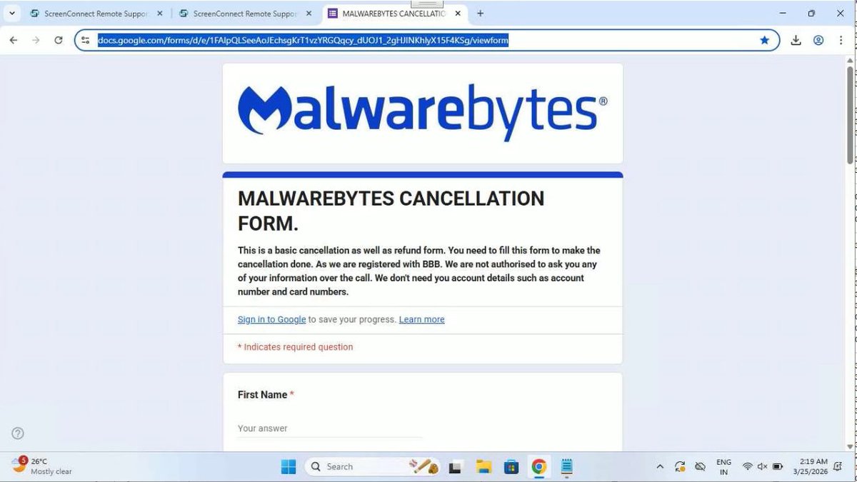 LewissTechYT's tweet photo. Not often I see @Malwarebytes being impersonated by refund scammers in kolkata! https://t.co/aWhbtUquFt