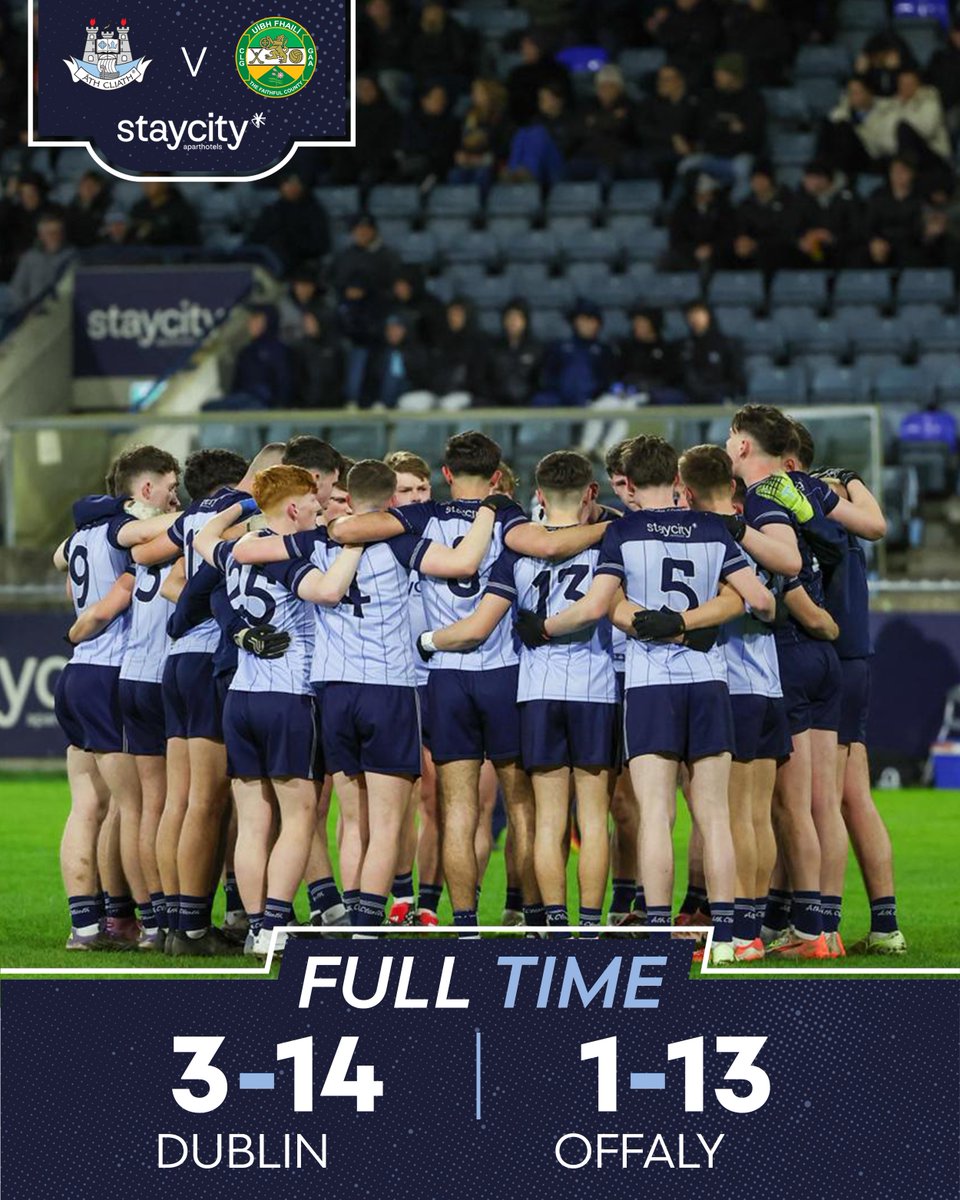 DubGAAOfficial's tweet photo. Full-time here at Parnell Park and our Minor Footballers have a Round 1 win against Offaly in the Electric Ireland Leinster Championship  💙🙌

#UpTheDubs https://t.co/suxTqmhIWG