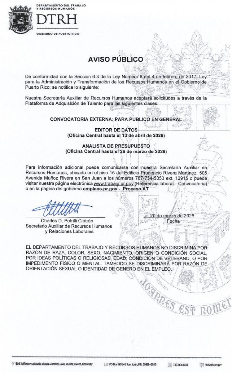 Departamento del Trabajo y Recursos Humanos tweet media