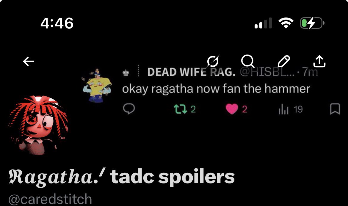 𝕽𝒂𝒈𝒂𝒕𝒉𝒂.ᐟ tadc spoilers tweet media