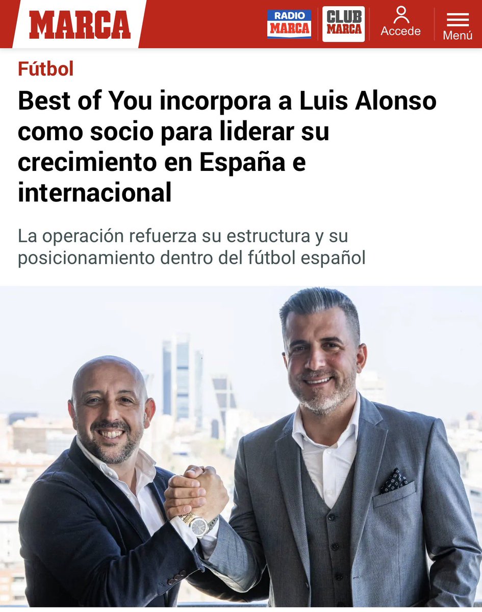 chepebomba's tweet photo. El español Luis Alonso, uno de los agentes más vinculados al desarrollo del fútbol panameño, firma como socio por Best of You.

Alonso, quien trabaja de cerca con varios jugadores nacionales, se incorpora a una de las agencias más potentes de España, con fuerte conexión con el entorno del Real Madrid.

¡PUNTO Y PELOTA! #MentiraNoEs