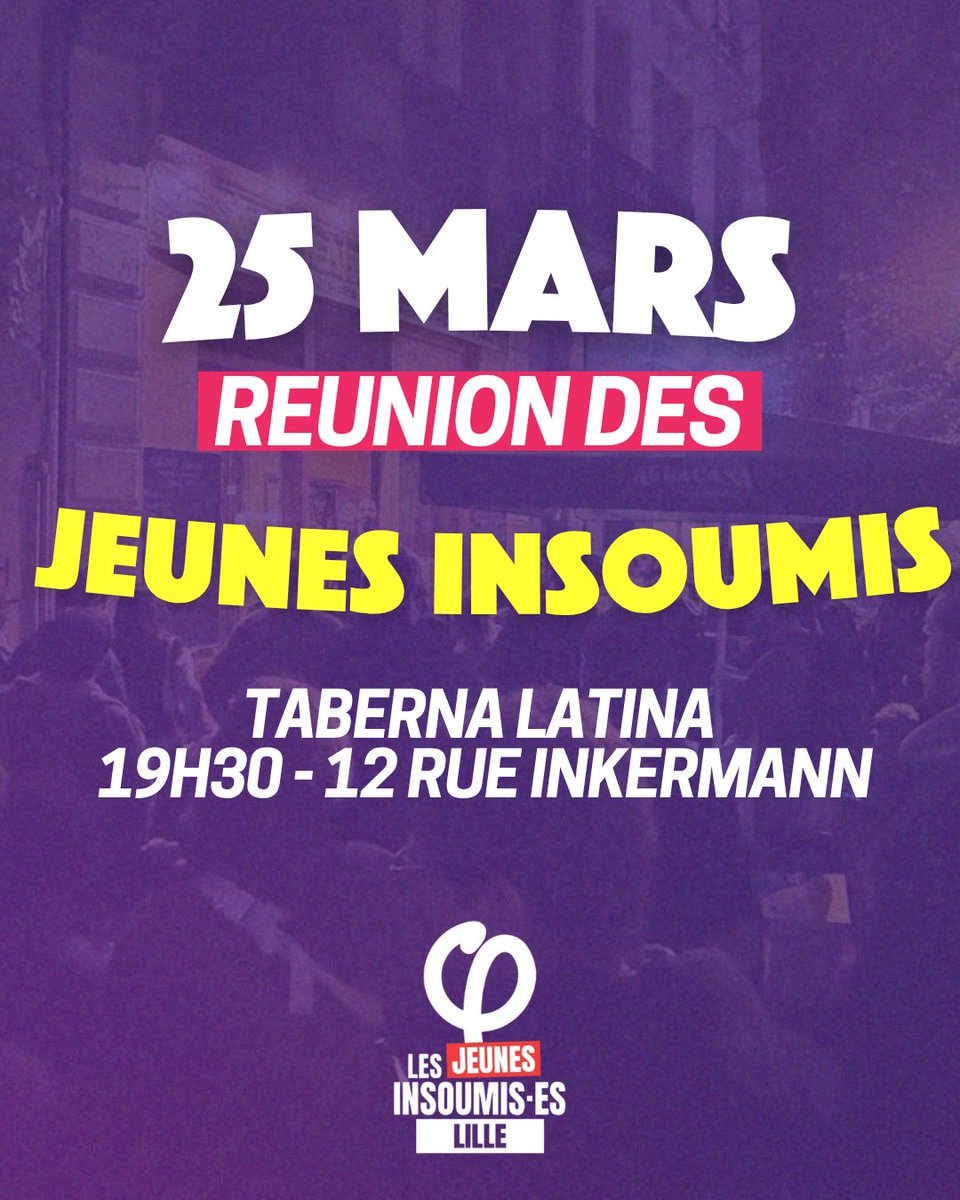 JeunesFILille's tweet photo. 🔥 Viens réfléchir à la suite avec nous 

➡️On se retrouve ce mercredi 25 mars à la Taberna Latina 

📣Cap sur les prochaines échéances https://t.co/xpELzqd4d7
