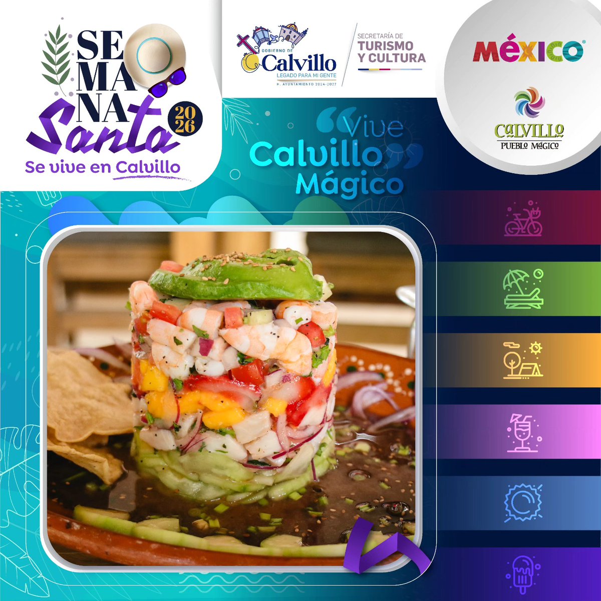 𝙎𝙚𝙢𝙖𝙣𝙖 𝙎𝙖𝙣𝙩𝙖 𝙨𝙚 𝙑𝙞𝙫𝙚 𝙚𝙣 𝘾𝙖𝙡𝙫𝙞𝙡𝙡𝙤
Calvillo te espera esta Semana Santa con experiencias que deleitan todos los sentidos. Platillos frescos, irresistibles y perfectos para disfrutar en estos días.
#SemanaSantaSeViveEnCalvillo #ViveCalvilloMágico