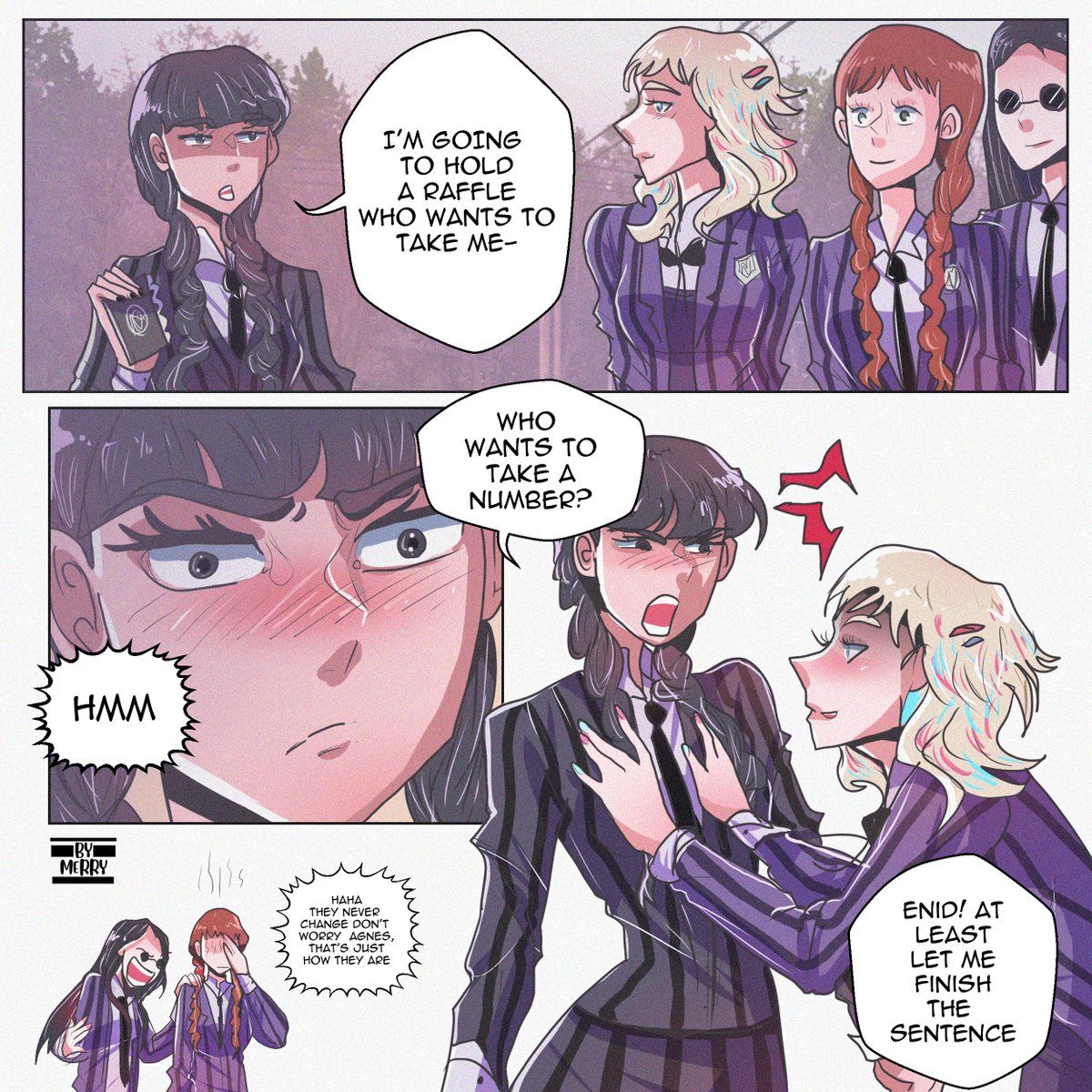 Enid takes any opportunity to touch Wednesday
😳😳 #wenclair #wenclairfanart #comic #comicespañol #wednesday #addams #sinclair