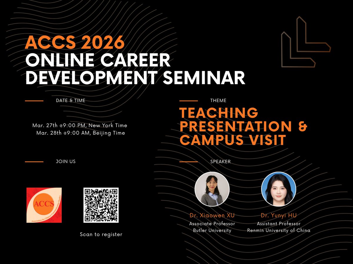 TheACCSGroup's tweet photo. 🎉 ACCS 2026 Career Development Series – Session 2  
Join our upcoming online seminar on Teaching Presentation &amp; Campus Visit. Speakers with international academic job search experience will share practical strategies to help early-career scholars prepare for campus interviews. https://t.co/rVoEfuNnPS