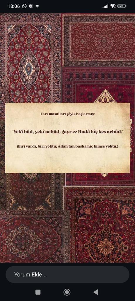 znurakr1996394's tweet photo. 😔

Fars masallari söyle baglarmış..:
"" Yeki bûd, yeki nebûd, 
gayr ez Hudâ hiç kes nebûd...!!! ""

🥀Biri vardı, biri yoktu; 
Allah'tan başka, 
hiç kimse yoktu... 🥀

#Allahvar
#Allahyar
#Dostolarak
#Allahyeter https://t.co/Z1QSzx5Ug0