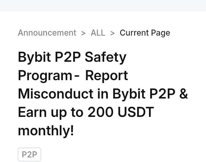 If you've ever been a victim of <a href="/Bybit_Official/">Bybit</a> P2P madness, gather around👇

If you spot something wrong during a trade, report it and earn 5 USDT for every confirmed violation.

Get up to 200 USDT/month in rewards for doing the Lord's work😌

Details: announcements.bybit.com/en/article/byb…